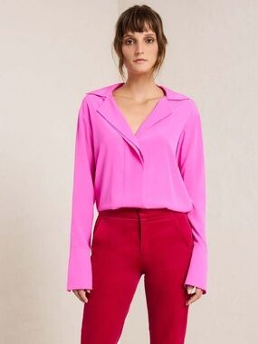 A.L.C. Hot Pink Silk Kinsley Top | Size 8